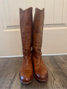 Frye Melissa Button Riding Boots Cognac Brown Leather Women’s 7.5